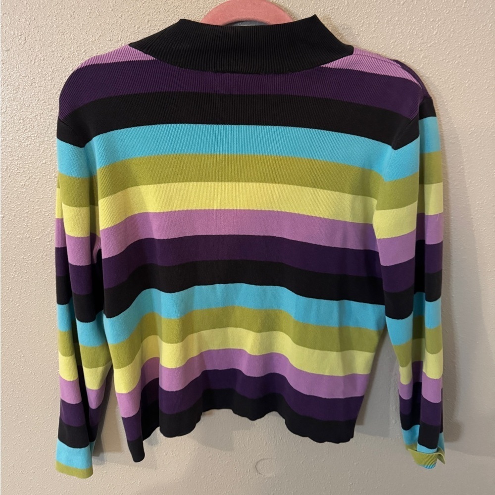 90’s striped cotton‎ blend vintage turtleneck sweater baggy grunge Y2K size L - Picture 4 of 7